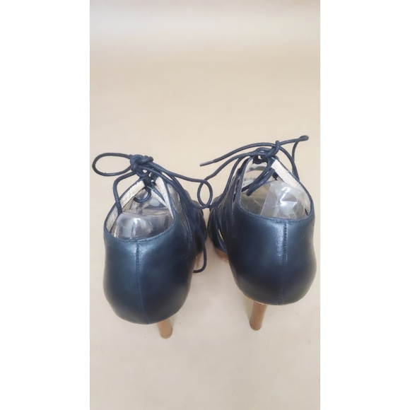bebe Black Leather Lace-up Heels - Picture 3 of 6